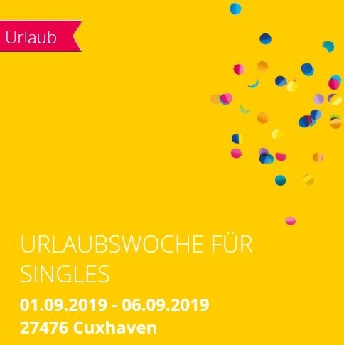 URLAUBSWOCHE FÜR SINGLES - Freizeit - Cuxhaven